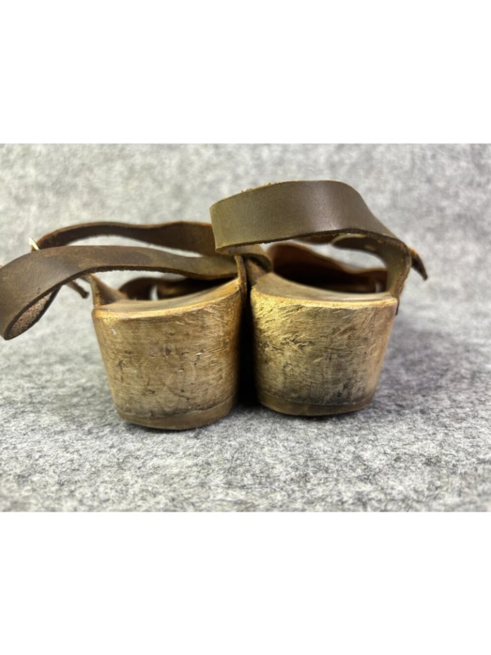 Sandals Womens Size 5.5 EU 36 Brown Leather Wooden Clog Slingback Made Sweden - Picture 4 of 11
